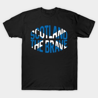 SCOTLAND THE BRAVE, Saltire Typography Design T-Shirt